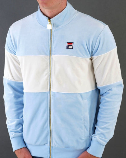 Fila Vintage Velour Track Top Sky Blue/Off White