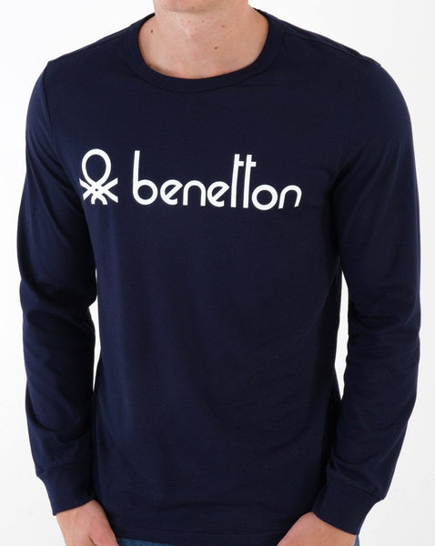 Benetton Large Logo T-shirt Navy