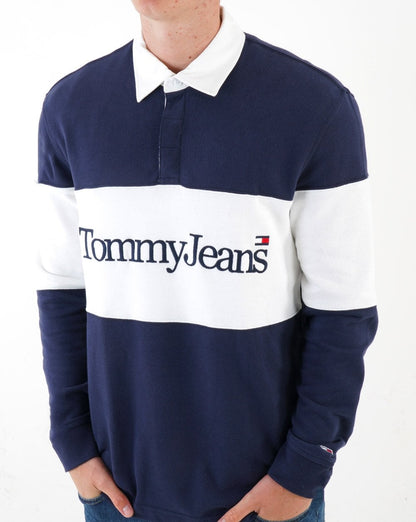 Tommy Jeans Colour Block Rugby Shirt Navy