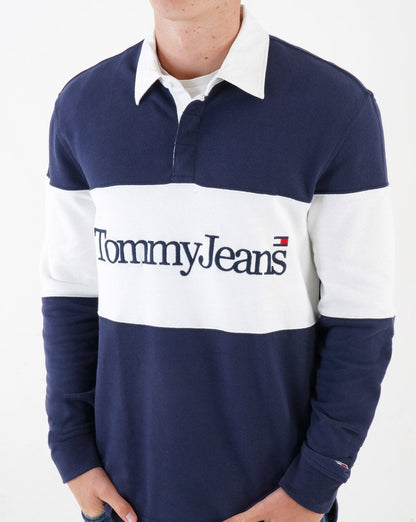 Tommy Jeans Colour Block Rugby Shirt Navy
