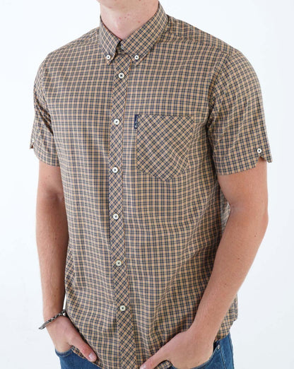 Ben Sherman Mini Mod Check Short Sleeve Shirt Sand