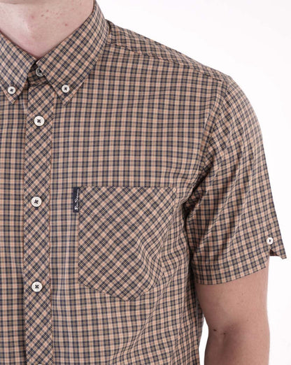 Ben Sherman Mini Mod Check Short Sleeve Shirt Sand