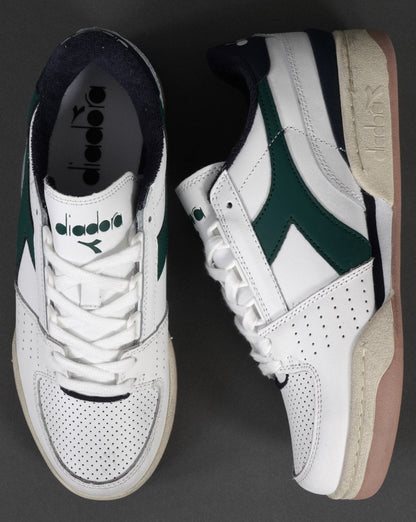 Diadora Davis Leather Trainer White/Green/Navy
