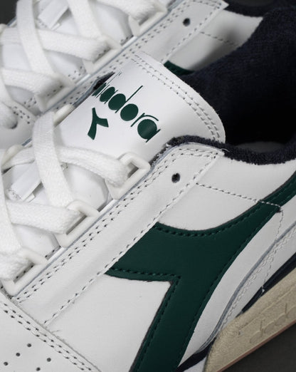 Diadora Davis Leather Trainer White/Green/Navy