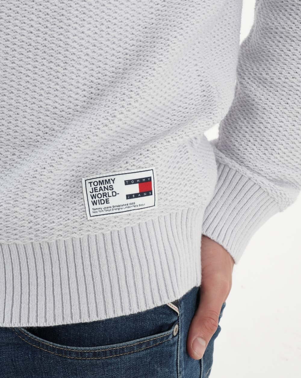 Tommy Jeans Textured Knit Jumper Silver Grey Heather