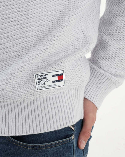 Tommy Jeans Textured Knit Jumper Silver Grey Heather
