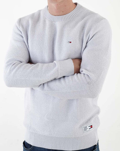 Tommy Jeans Textured Knit Jumper Silver Grey Heather