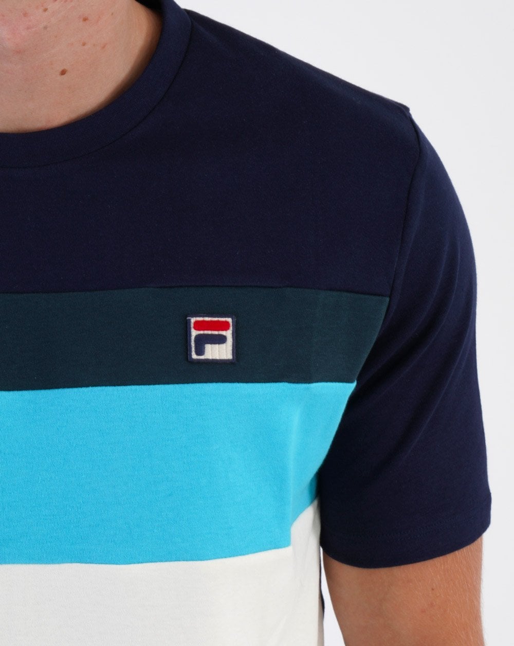 Fila Vintage Leary T Shirt Off White/Blue/Dark Teal