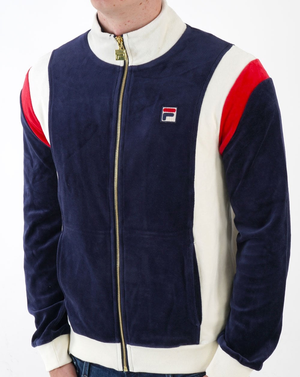 Fila Vintage Floyd Velour Track Top Navy/Off White/Red