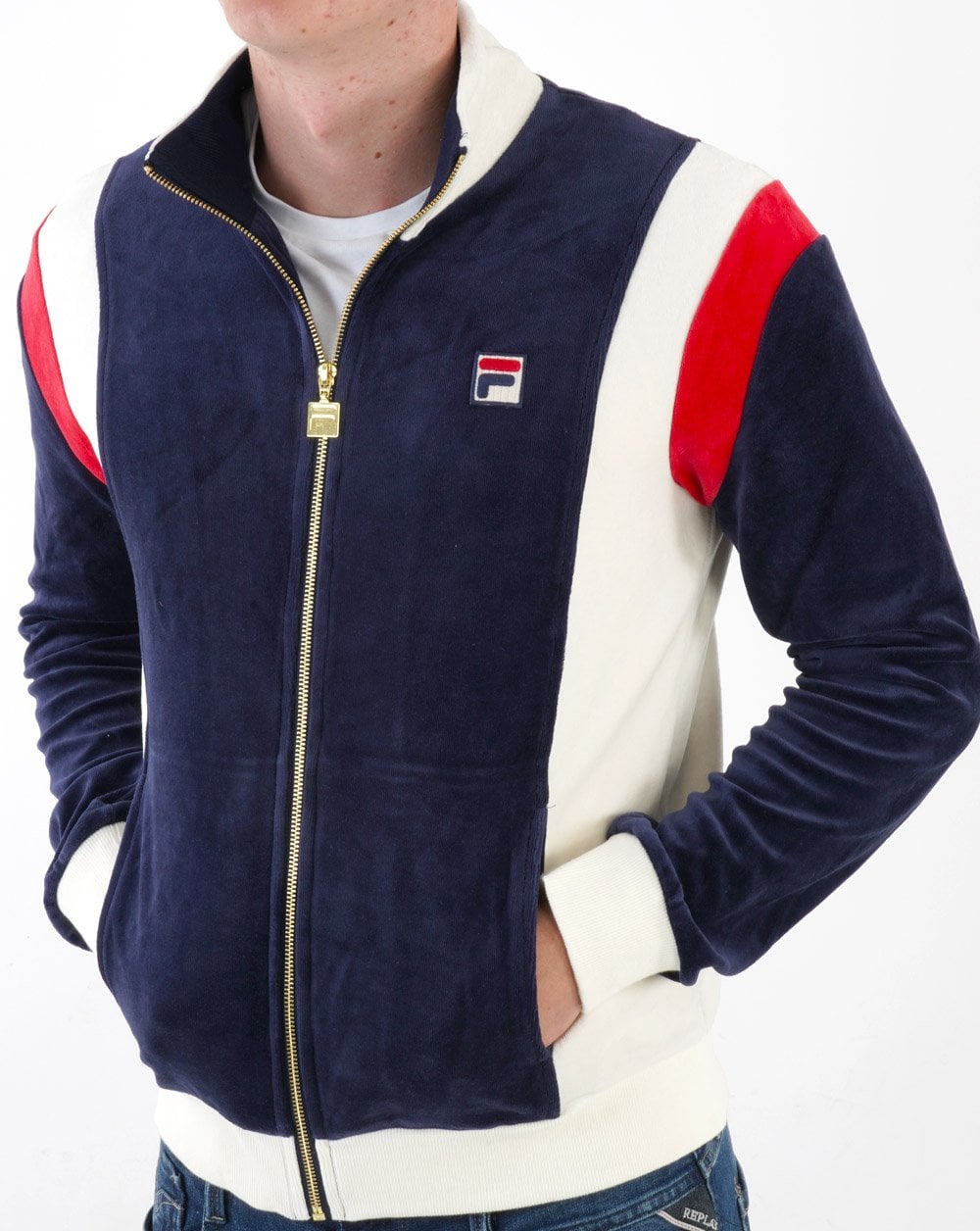 Fila Vintage Floyd Velour Track Top Navy/Off White/Red