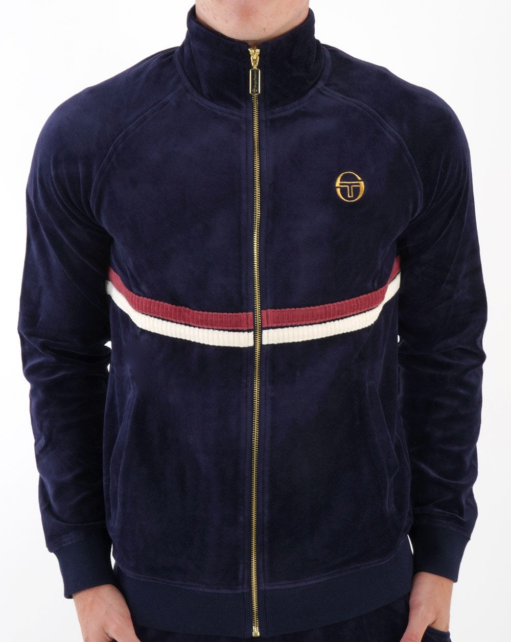 Sergio Tacchini Dallas Velour Track Top Navy Blue