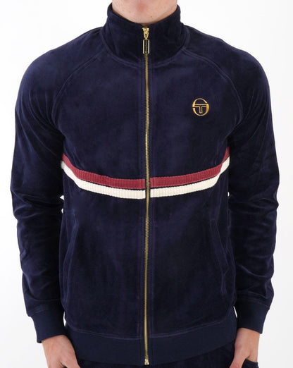 Sergio Tacchini Dallas Velour Track Top Navy Blue
