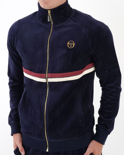 Sergio Tacchini Dallas Velour Track Top Navy Blue