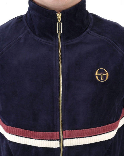 Sergio Tacchini Dallas Velour Track Top Navy Blue