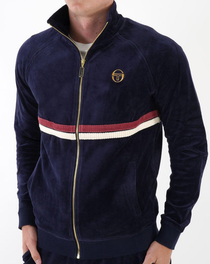 Sergio Tacchini Dallas Velour Track Top Navy Blue