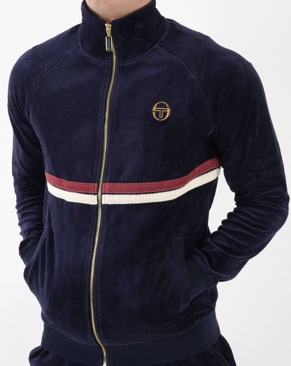 Sergio Tacchini Dallas Velour Track Top Navy Blue