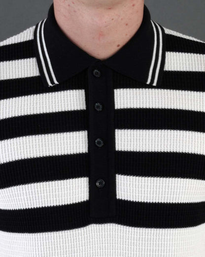 Ska & Soul 'Hall' Stripe Waffle Knit Polo Ecru