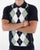 Trojan Argyle Fine Knit Polo Navy