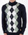 Trojan Argyle Knit Roll Neck Navy
