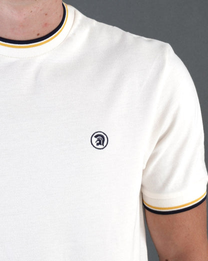 Trojan Twin Tipped Pique T-shirt Ecru
