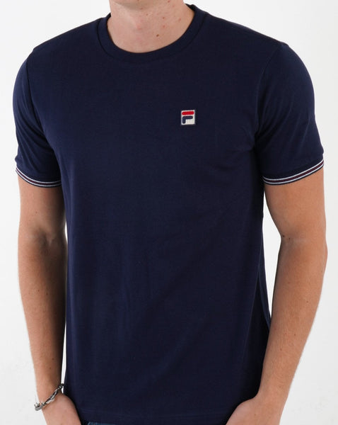 Fila Vintage Tipped Cuff T Shirt Navy