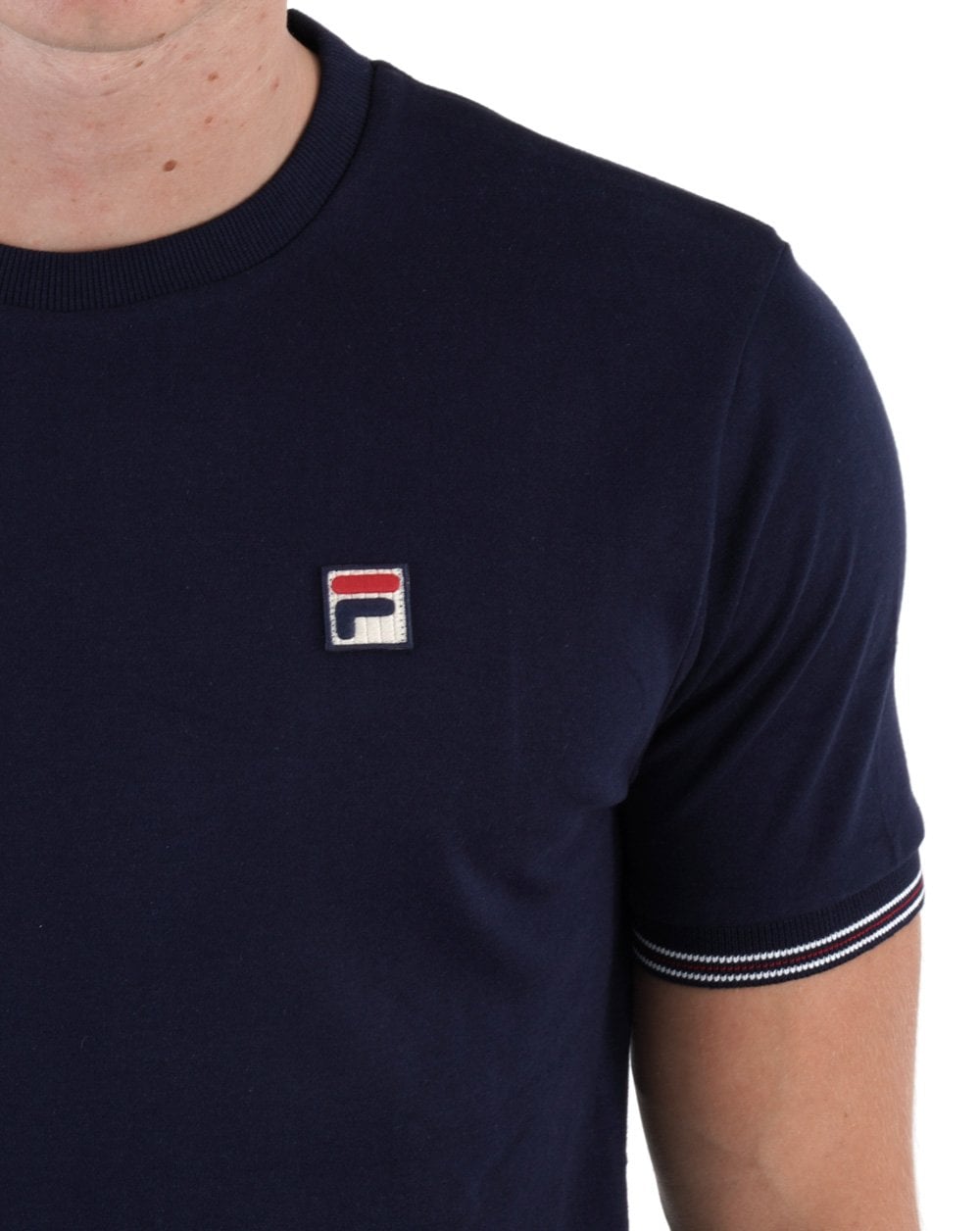 Fila Vintage Tipped Cuff T Shirt Navy