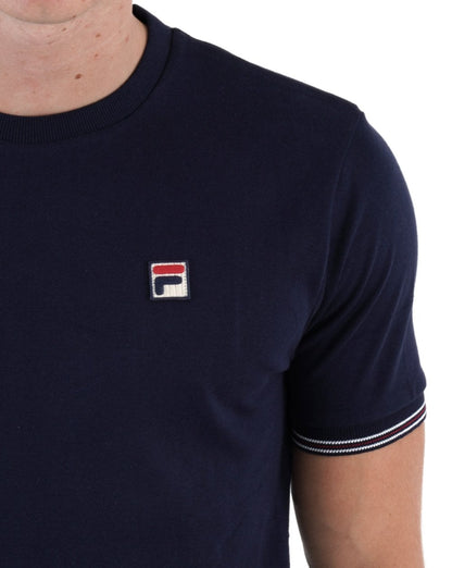 Fila Vintage Tipped Cuff T Shirt Navy
