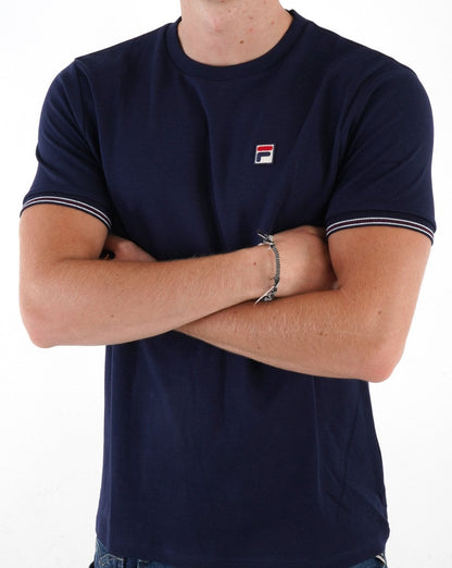 Fila Vintage Tipped Cuff T Shirt Navy