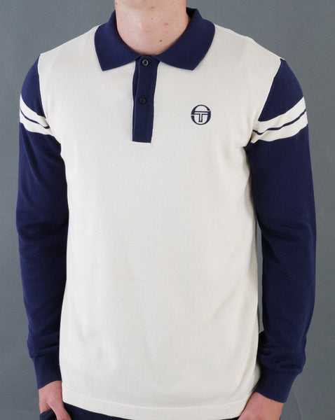 Sergio Tacchini Ravi LS Knitted Polo Buttercream/Navy