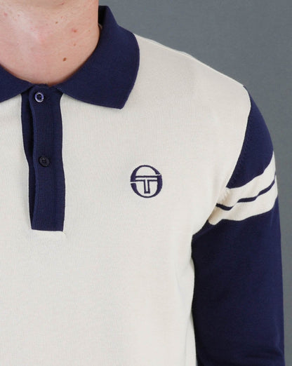 Sergio Tacchini Ravi LS Knitted Polo Buttercream/Navy