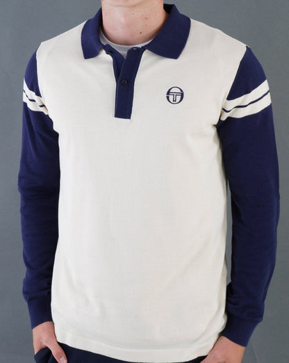 Sergio Tacchini Ravi LS Knitted Polo Buttercream/Navy