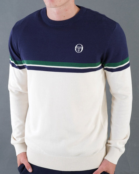 Sergio Tacchini Crew Neck Knit Ecru - Navy