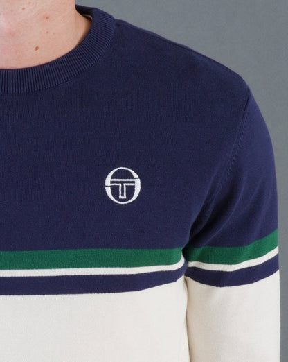 Sergio Tacchini Crew Neck Knit Ecru - Navy