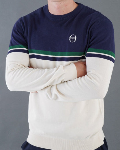 Sergio Tacchini Crew Neck Knit Ecru - Navy