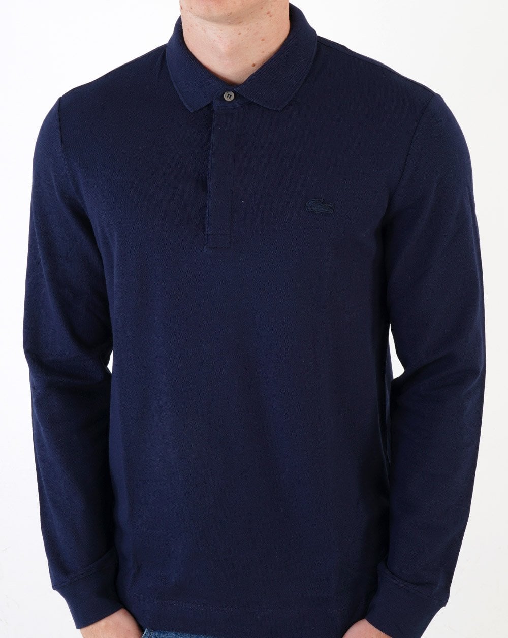 Lacoste Long Sleeve Tonal Paris Polo Shirt Navy