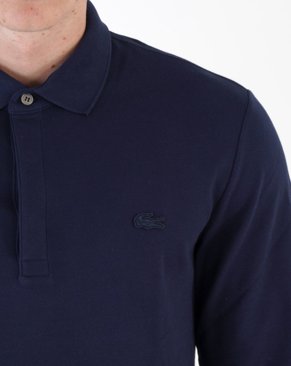 Lacoste Long Sleeve Tonal Paris Polo Shirt Navy