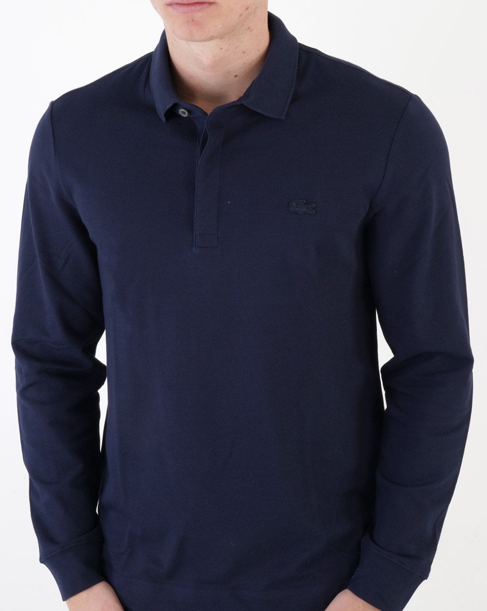 Lacoste Long Sleeve Tonal Paris Polo Shirt Navy