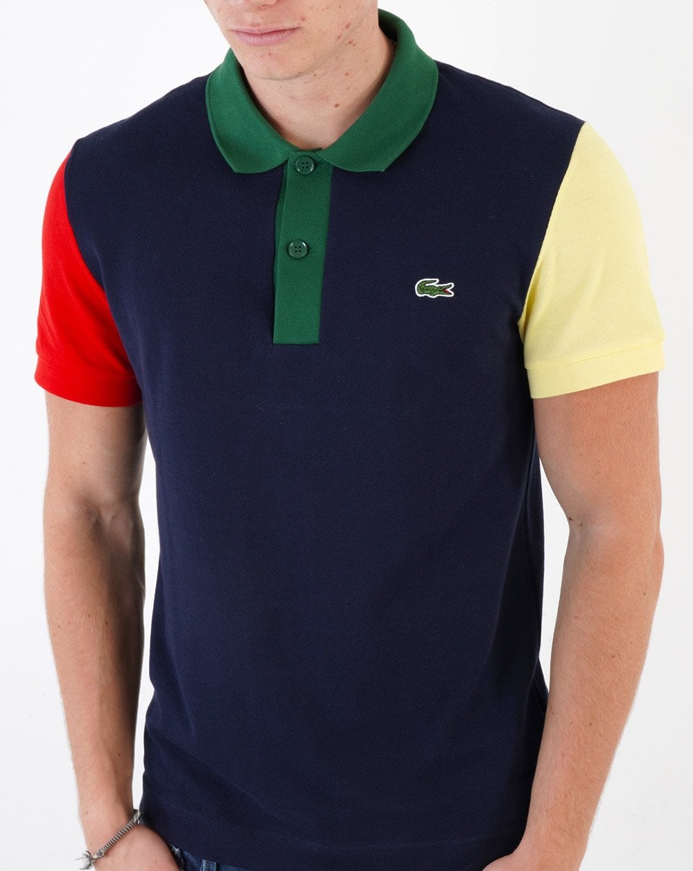 Lacoste Contrast Colour Block Polo Shirt Navy