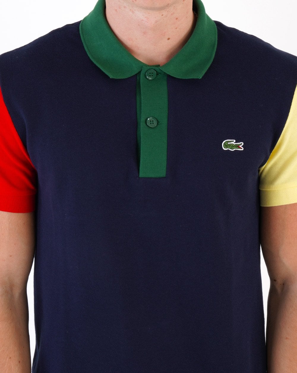 Lacoste Contrast Colour Block Polo Shirt Navy