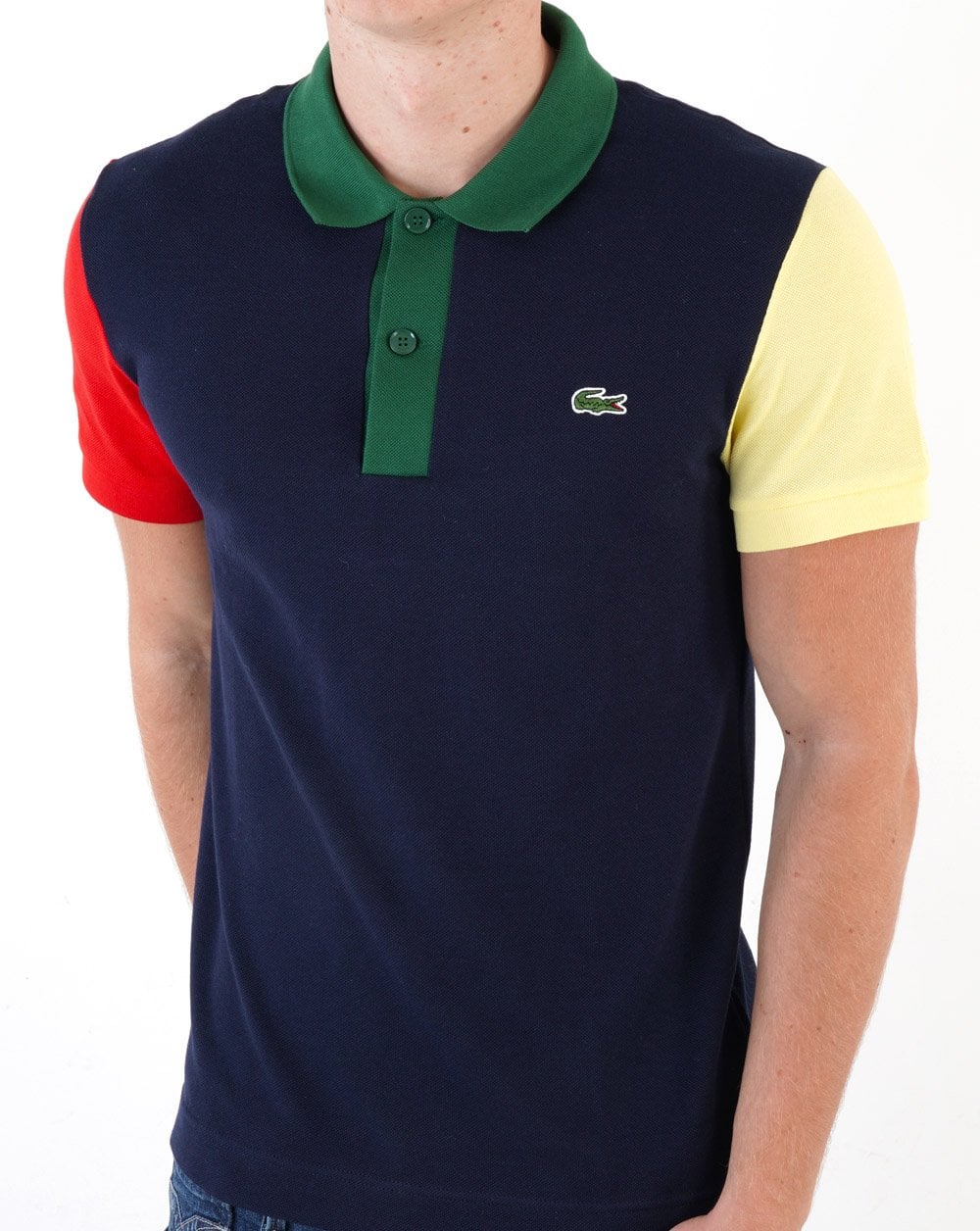 Lacoste Contrast Colour Block Polo Shirt Navy