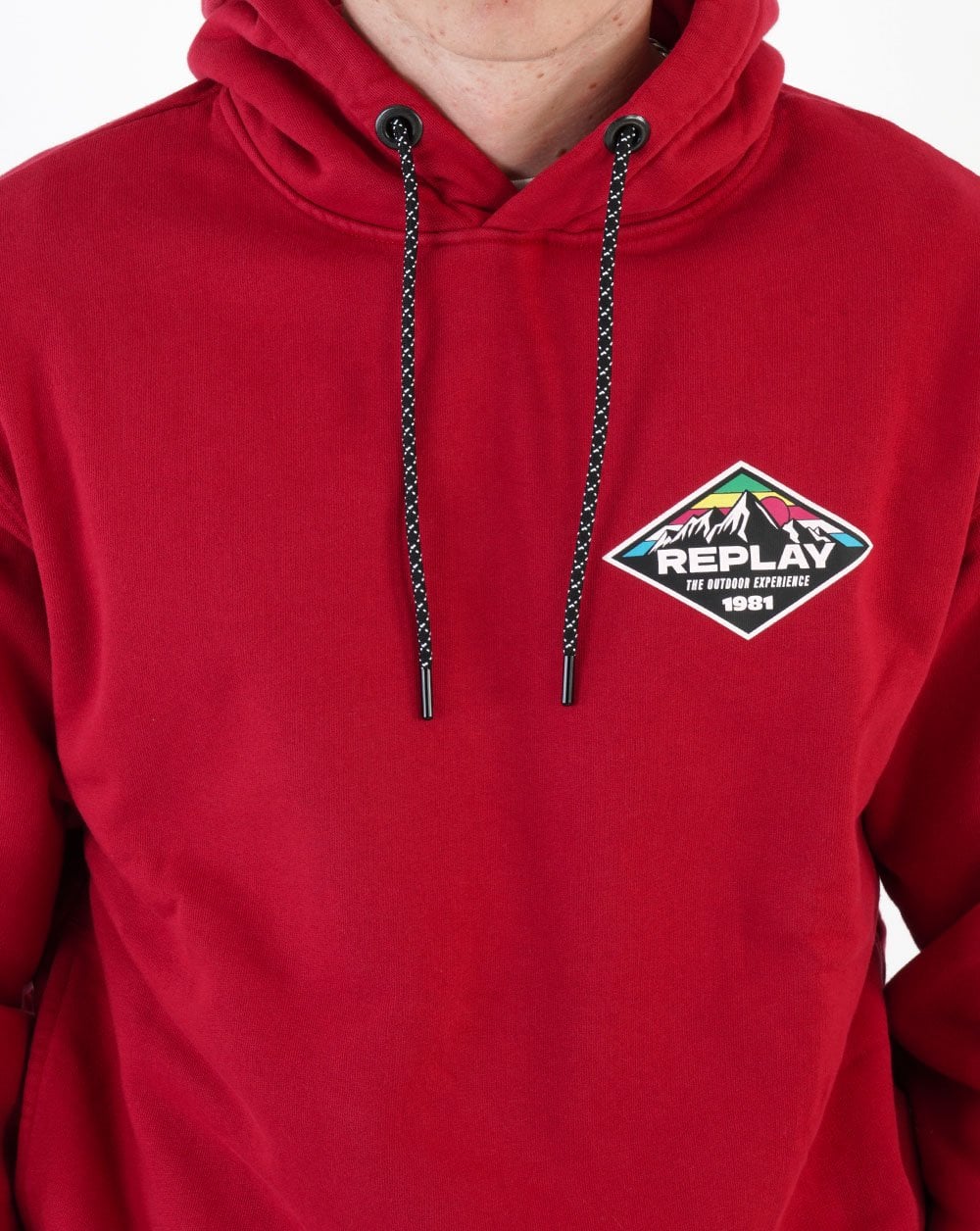 Replay Mountain Print Hooded Sweatshirt Chilli Red