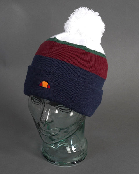 Ellesse Isnia Pom Pom Beanie Navy/Burgundy/White