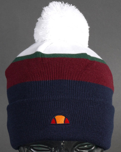 Ellesse Isnia Pom Pom Beanie Navy/Burgundy/White