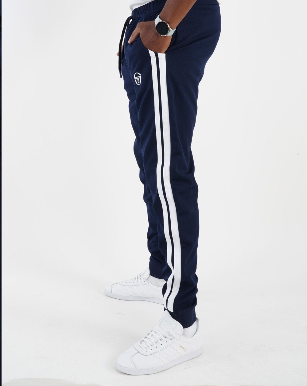 Sergio Tacchini 2 Stripe Track Pants Navy/White
