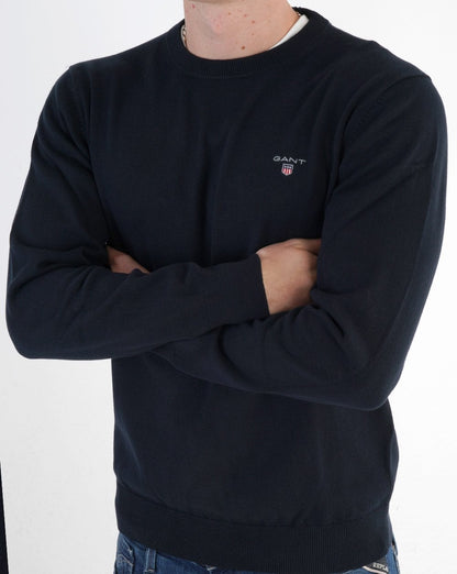 Gant Classic Crew Neck Jumper Navy Blue
