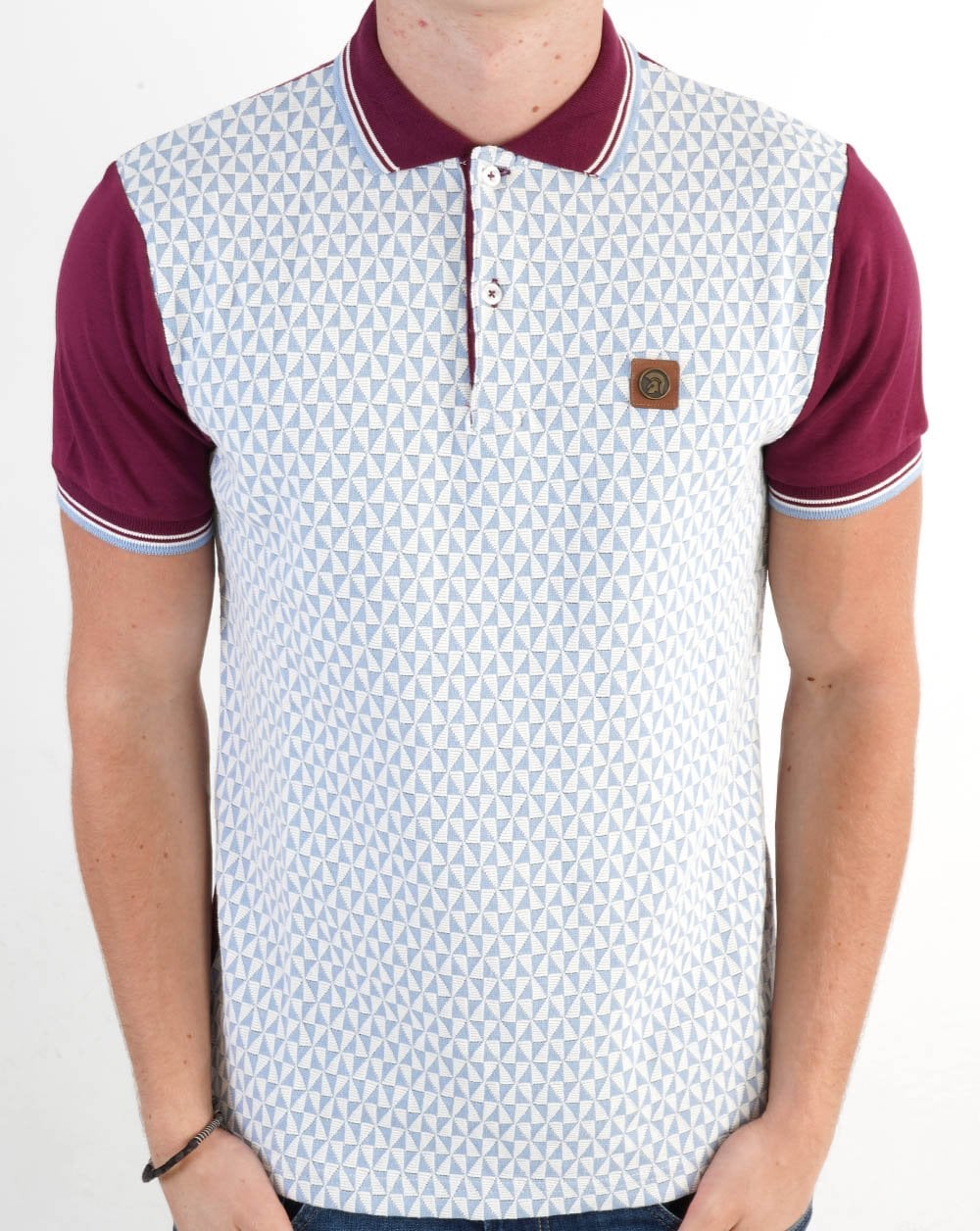 Trojan Diamond Panel Polo Shirt Sky/Port