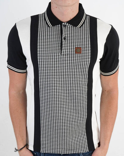 Trojan Mono Houndstooth Panel Polo Black