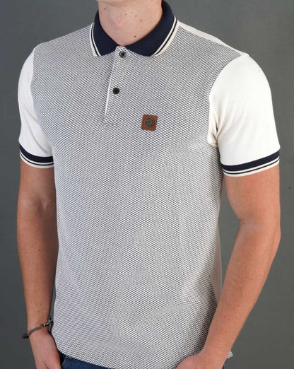 Trojan Diamond Panel Polo Shirt Ecru