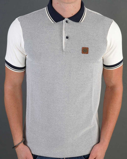 Trojan Diamond Panel Polo Shirt Ecru