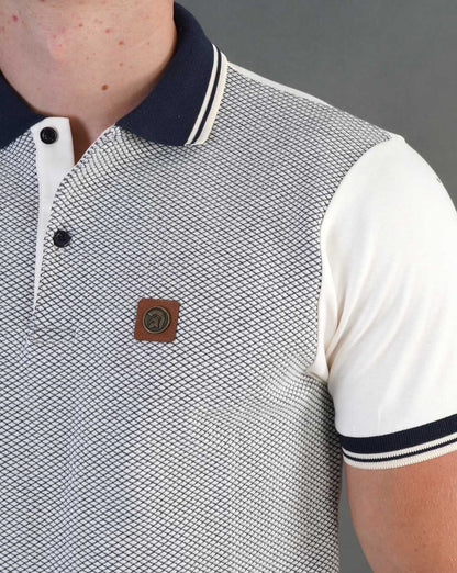 Trojan Diamond Panel Polo Shirt Ecru